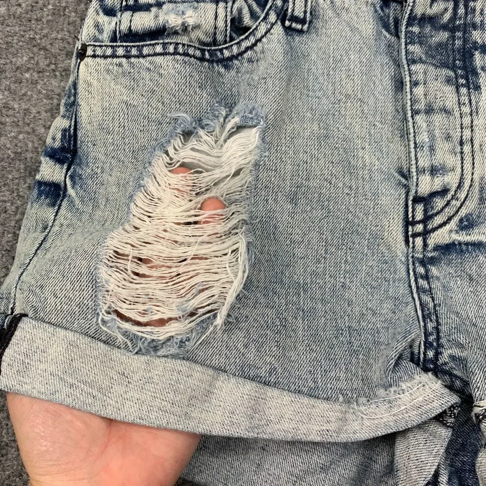 Melville Denim Short Women 40 US 4 Button Fly Distressed Cut Off Acid Made Italy